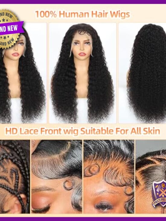32 Inch Deep Wave Lace Front Wig Human Hair Pre Plucked Glueless main image 4